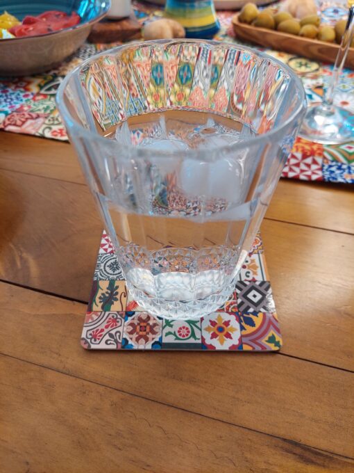 Wasserglas mit Untersetzer